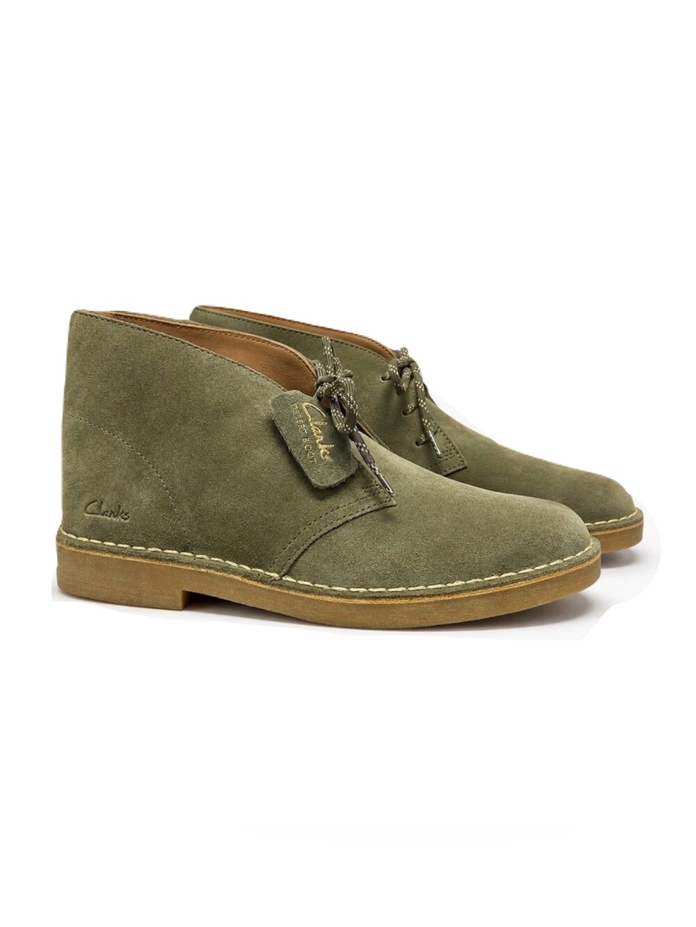 NEW Clarks Desert Boot Mens Size 8 Olive Suede Lace Up Leather Chukkas Boots